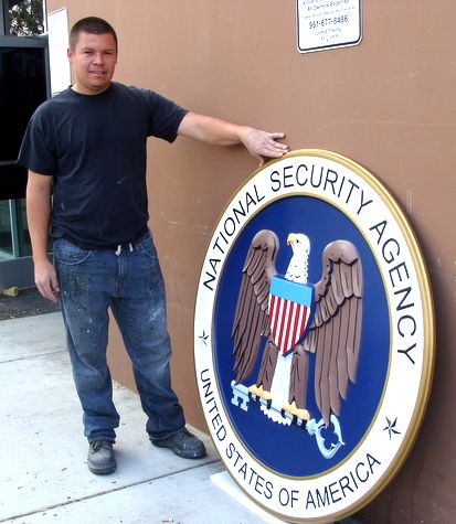 AP-3110 - Carved Plaque of the Seal of the US National Security Agency (NSA),  Artist Painted 
