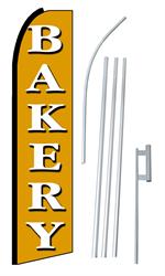 Bakery Gold Swooper/Feather Flag + Pole + Ground Spike
