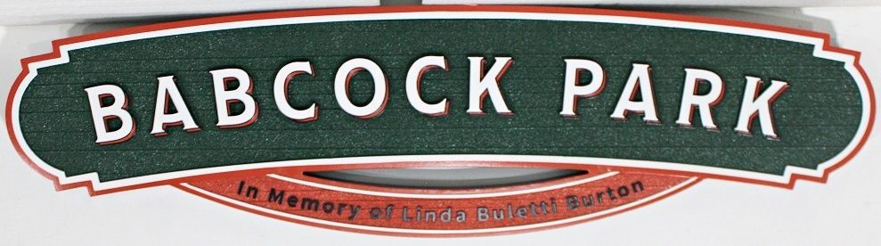 GA16554A - Carved High-Density-Urethane (HDU)  Sign for "Babcock Park In Memory of Linda Buletti Burton" 