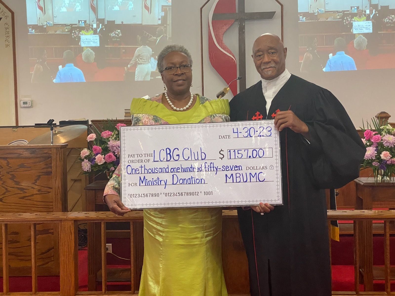 Mt Beulah United Methodist Church makes a donation to the Lake City Boys & Girls Club Sunday.