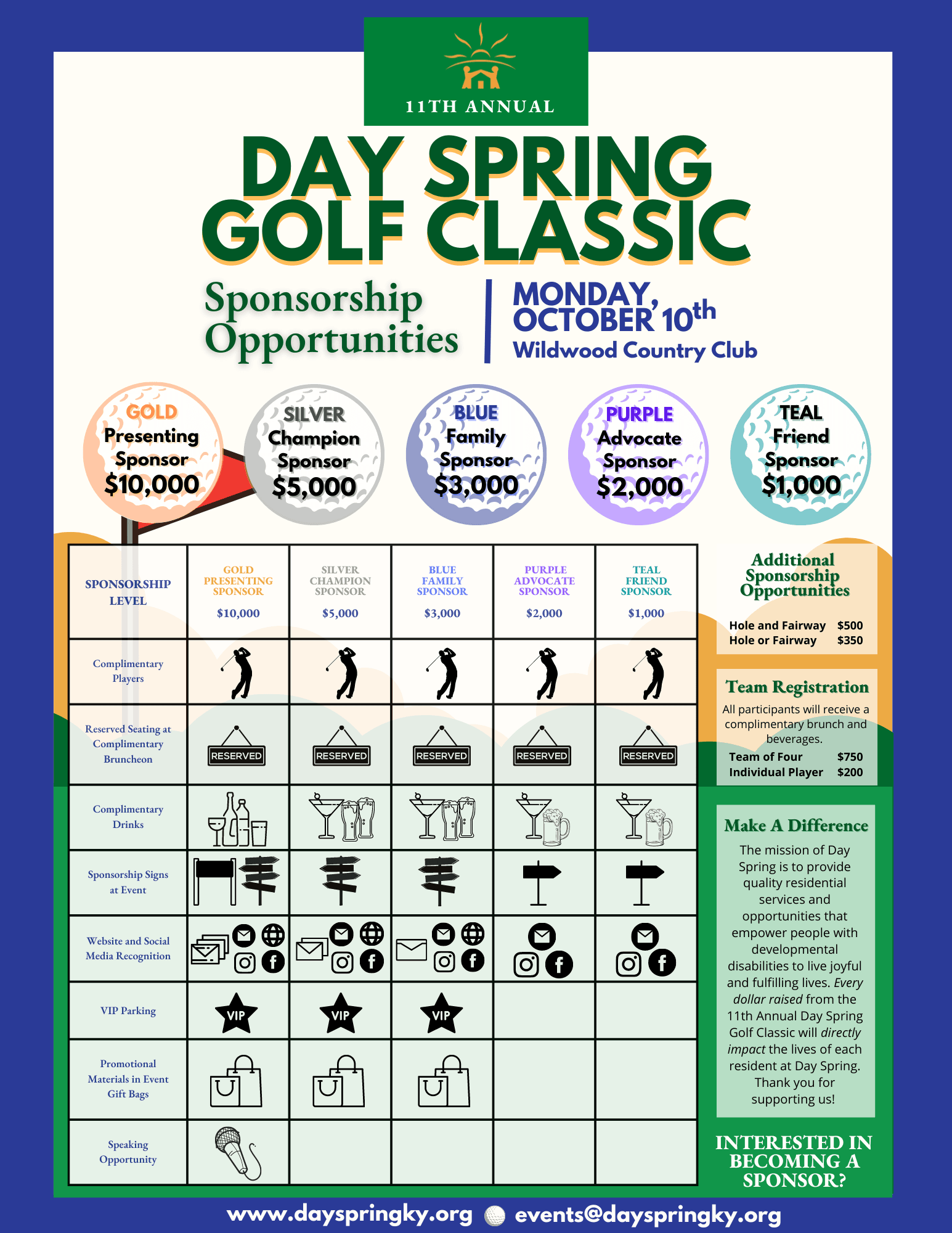 Day Spring Golf Classic Sponsorship Opportunities