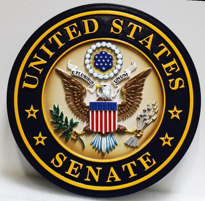 AP-2025- 3-D Bas-Relief Painted HDU Plaque of the Seal of the United States Senate  