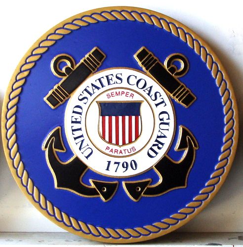 NP-1110 - Carved Plaque of the  Seal of the US Coast Guard, 2.5-D Artist Painted