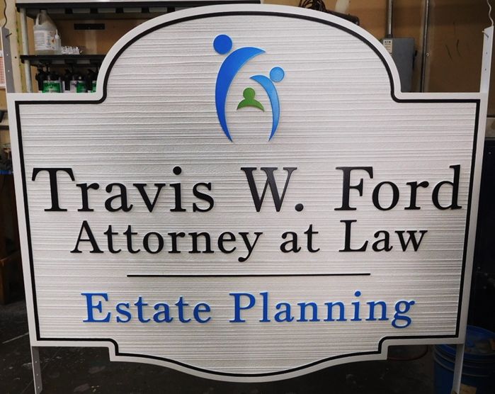 A10040 - Carved, wood grain HDU Sign for Attorney at Law Estate Planning 