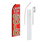 Cash For Gold Red Swooper/Feather Flag + Pole + Ground Spike