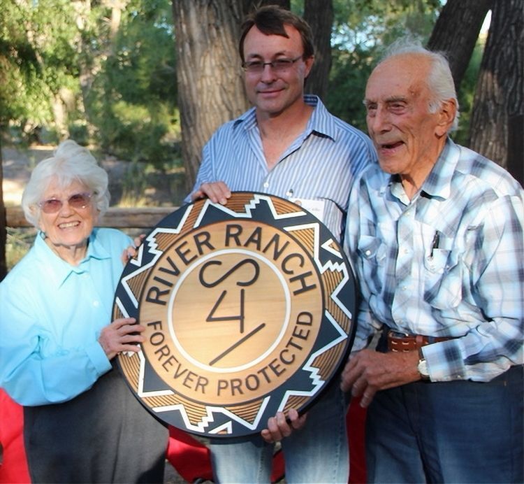ZP-1034  - Carved 2.5-D Multi-Level HDU Plaque of the Seal of the Seal of the River Ranch, Owned by Native Americans  (Family photo) 