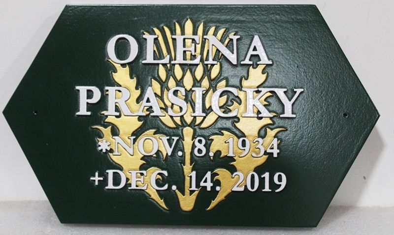 ZP-6005 - Carved 2.5-D Multi-Level Memorial Plaque for  Olena Prasicky