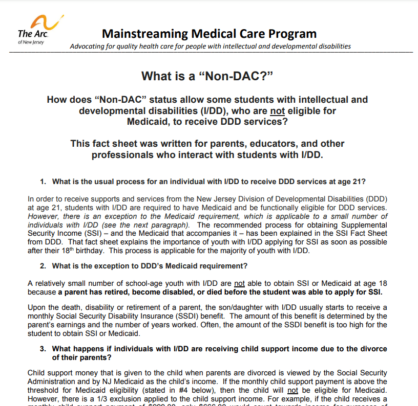 Non-DAC Fact Sheet - DDD services for some persons who are not Medicaid eligible