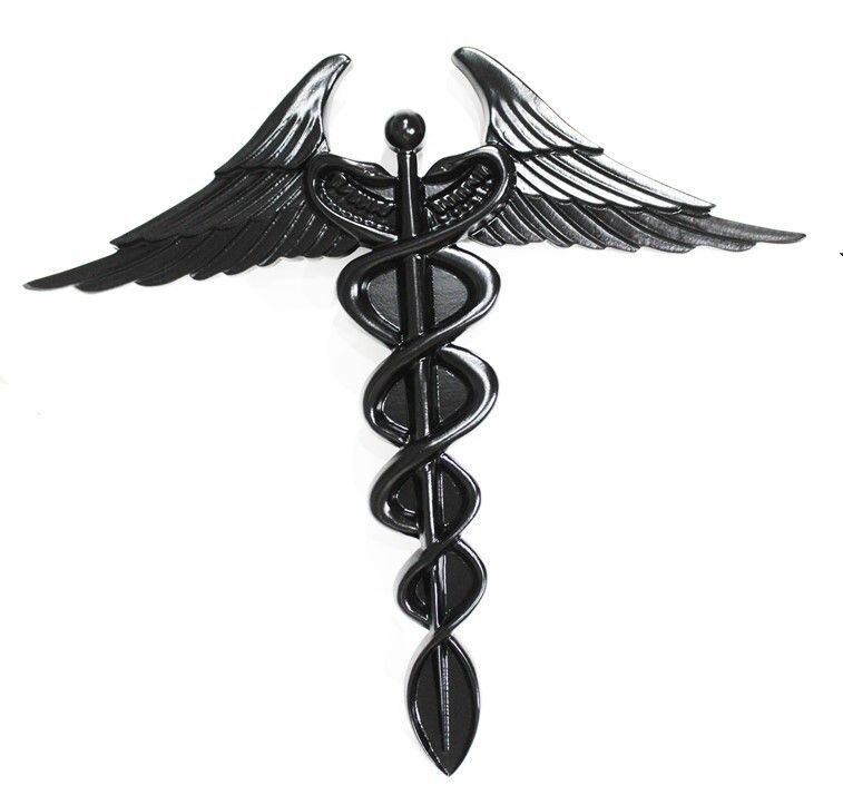 B11059A - Carved, Painted3D Caduceus To Be Mounted on Sign or Plaque