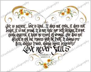 LOVE NEVER FAILS (1 Corinthians, Faithwalk, Friendship/Marriage)