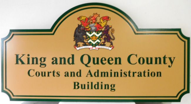 A10919 - Carved Building Sign for the King and Queen County Courts 