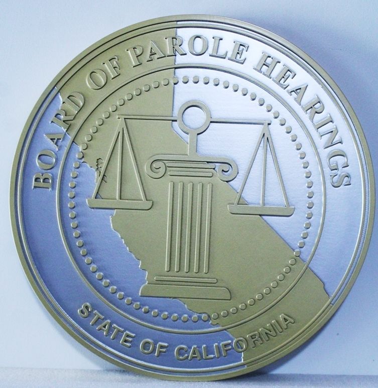 GP-1061 -  Carved 2.5D HDU  Plaque of the Seal of the Board of Parole Hearings of the State of California 