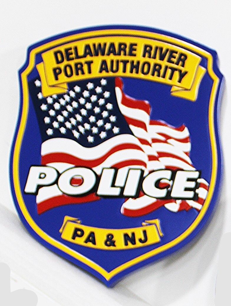 PP-2468 - Carved 2.5-D Multi-Level Relief  Plaque of the Shoulder Patch of a Police Officer of the Delaware River Port Authority 