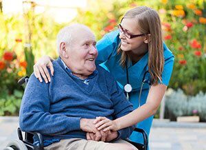 Elderly man with a nurse.