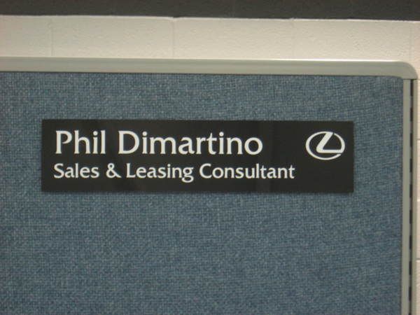 Interior Office Space Cubicle Nameplate, Engraved Laminate with Logo