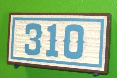 KA20885 - Carved HDU Street Number Sign, with Sandblasted  Wood Grain