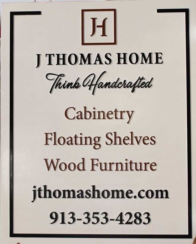 28217-  Carved 2.5-D  Raised Relief HDU Sign for J. Thomas Home Cabinetry