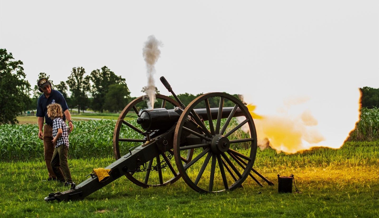 Cannon firing at Gettysburg Beyond the Battle Museum