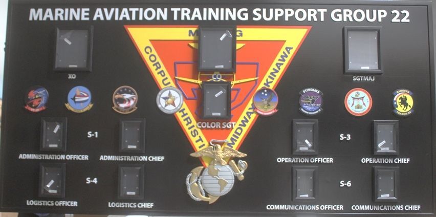 SA1552 - Carved High-Density-Urethane Chain-of-Command Photo Board for the Marine Aviation Training Support Group 22