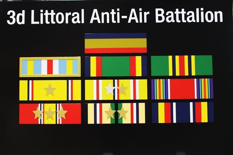 SB1131 - Carved High-Density Polyurethane Plaque with Battle and Service Ribbons of the 3rd Littoral Anti-Air Battalion , US Army 