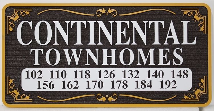 KA20844A - Carved Raised and Engraved Relief High-Density-Urethane (HDU) Sign of Unit Number Addresses for  Continental Townhomes