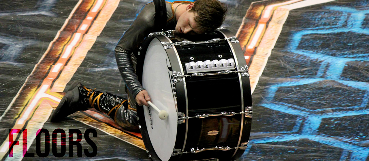 Digitally printed marching arts floor and field tarps