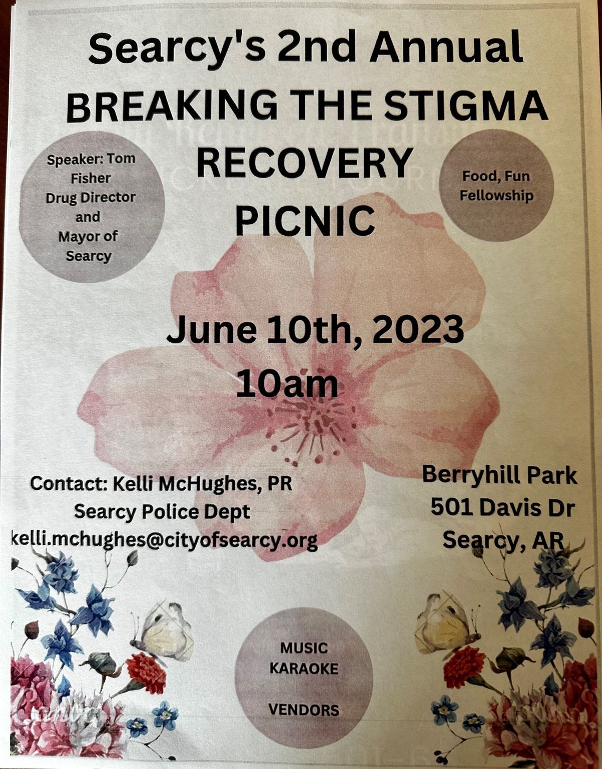 Searcy's Second Annual Breaking the Stigma Recovery Picnic Event