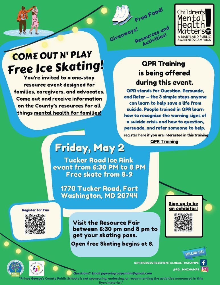 blue and green and white background on flyer for event