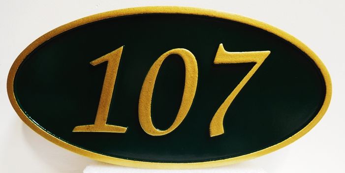 I18908 -  Carved Black & Gold Address Number Wall Plaque, 2.5-D Raised Relief