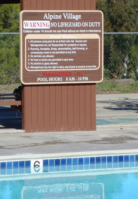 KA20823 -  Carved Wood Grain  HDU Sign for Apartment Complex Swimming Pool, "Warning No Lifeguard on Duty"
