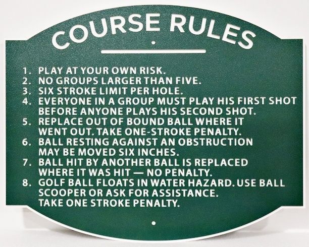 E14503 - Carved HDU "Course Rules" Sign