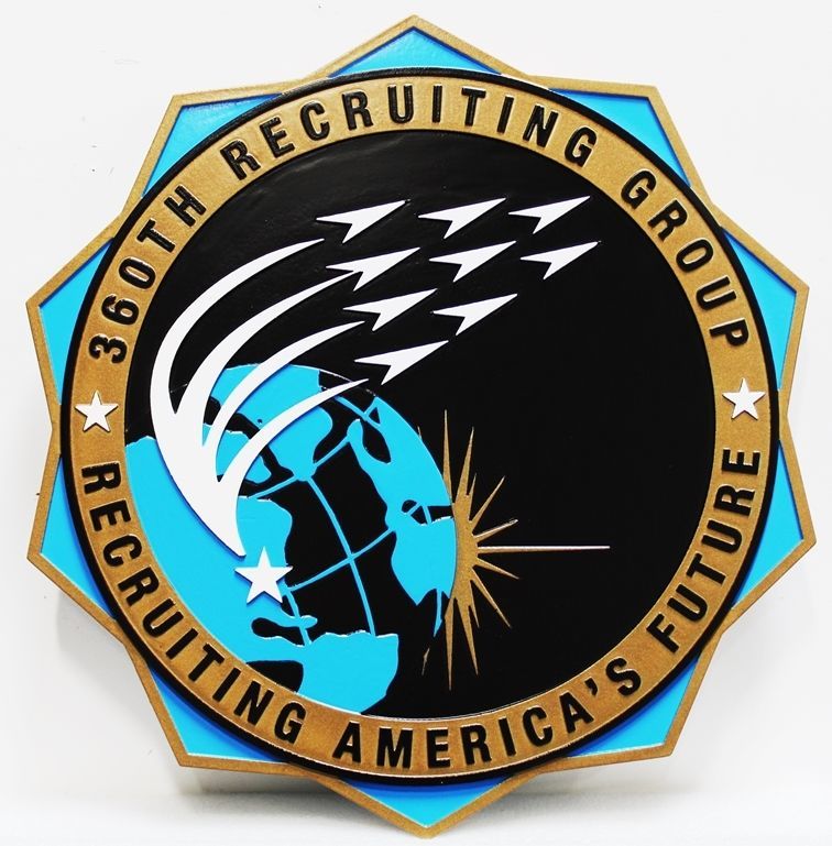 LP-8703 - Carved 2.5-D HDU Plaque of the Crest of the 360th Recruiting Group, US Air Force