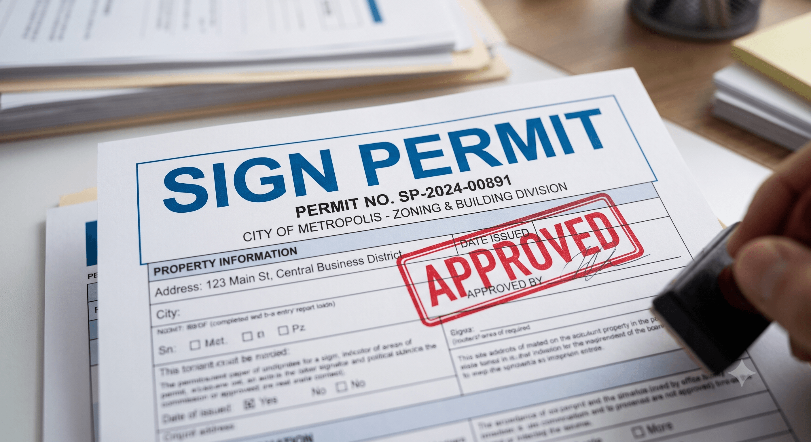 Image of a Sample Sign Permit with approval stamp