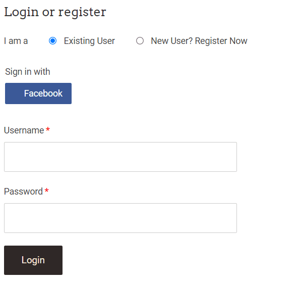 Login or create an account section