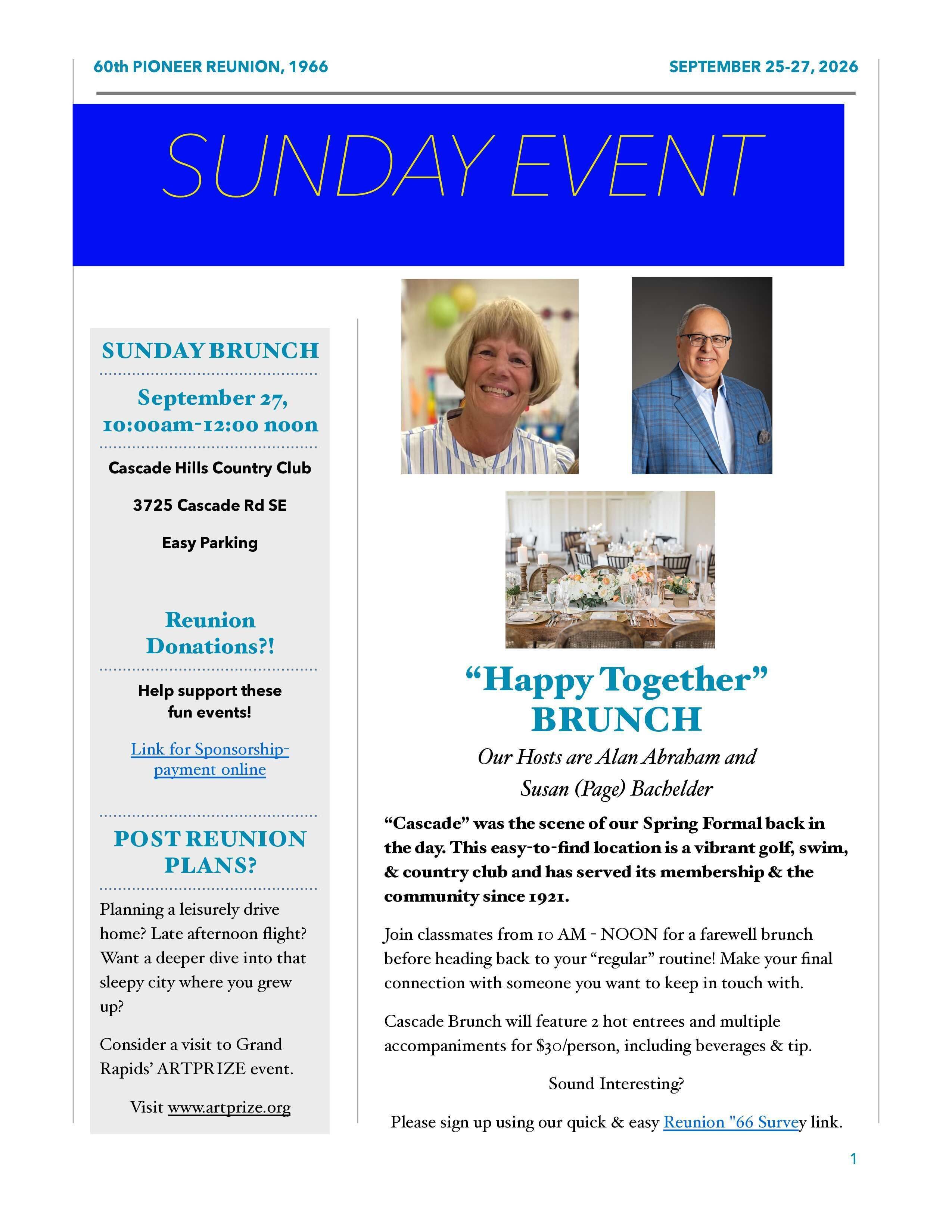 1966 Reunion Sunday Events