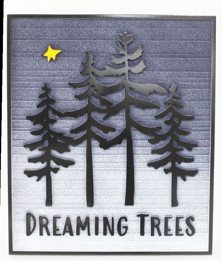 M22073 - Carved 2.5-D  Property Name  Sign  for "Dreaming Trees" 