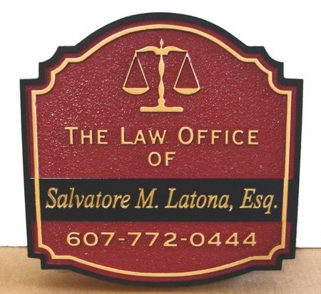 A10121 - Sandblasted & Engraved Lawyer Sign with Stylized Scales of Justice