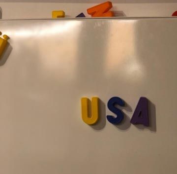 October 2018 - USA spelled out with fridge magnets