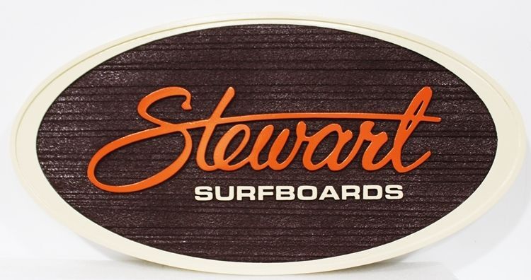 L22204 - Carved and Sandblasted Sign for Stewart Surfboards 