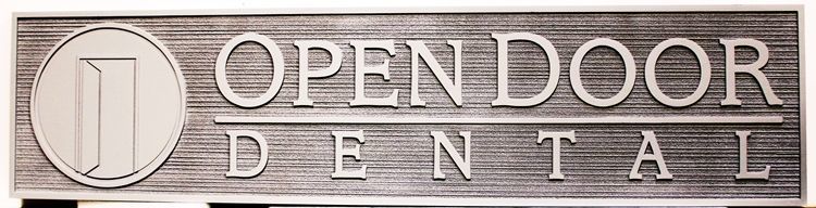 BA11673- Carved and Sandblasted Wood Grain Office Sign for "Open Door Dental""  