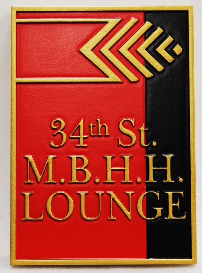 RB27160 - Carved Sign for the "34th St. M.B.H.H. Lounge" 