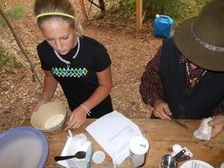 Visitors making their pizza dough.