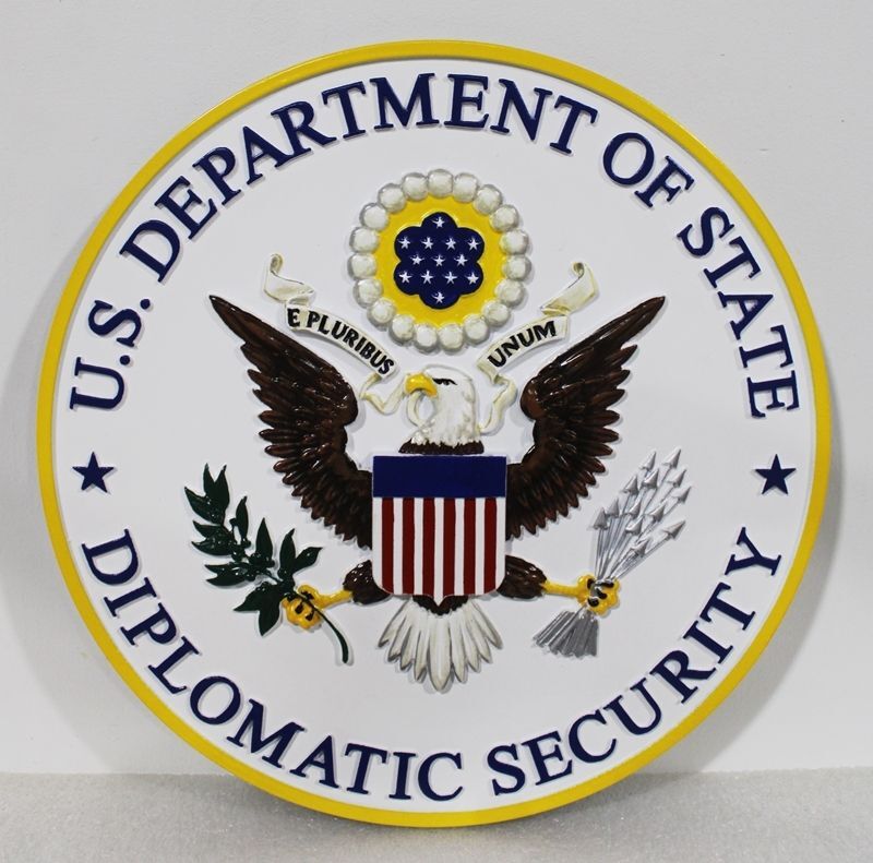 AP-3846 - Carved 3-D Plaque of the Seal  for Diplomatic Security for a US Embassy 