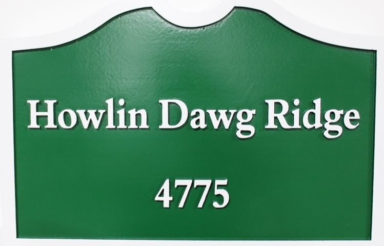 I18852A - Carved High-Density-Urethane (HDU)  Property Name  and address Sign "Howlin Dawg Ridge"