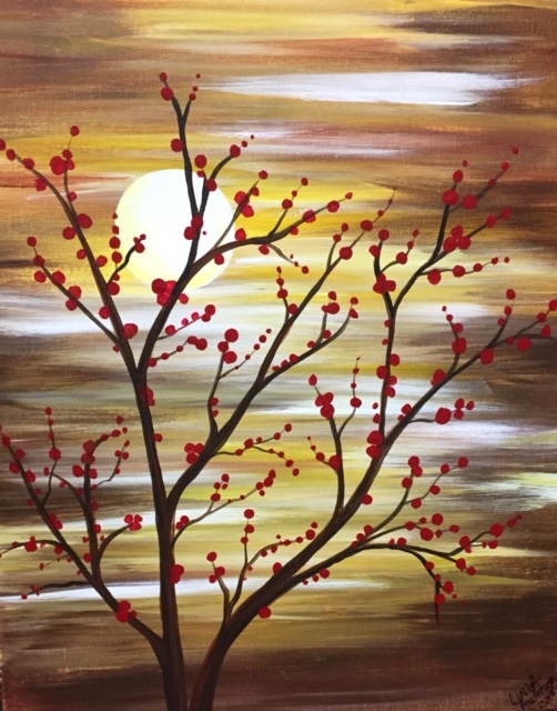Autumn Berries Corks & Canvas Class with Linda Anderson