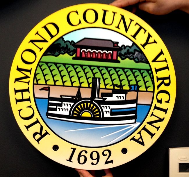  MB2765 -  Wall Plaque for the County of Richmond, Virginia, with Paddlewheel Steamboat 