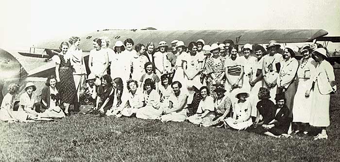 Early group of Ninety-Nines, Roosevelt Field, L.I. c.1930 (Cradle of Aviation Museum)