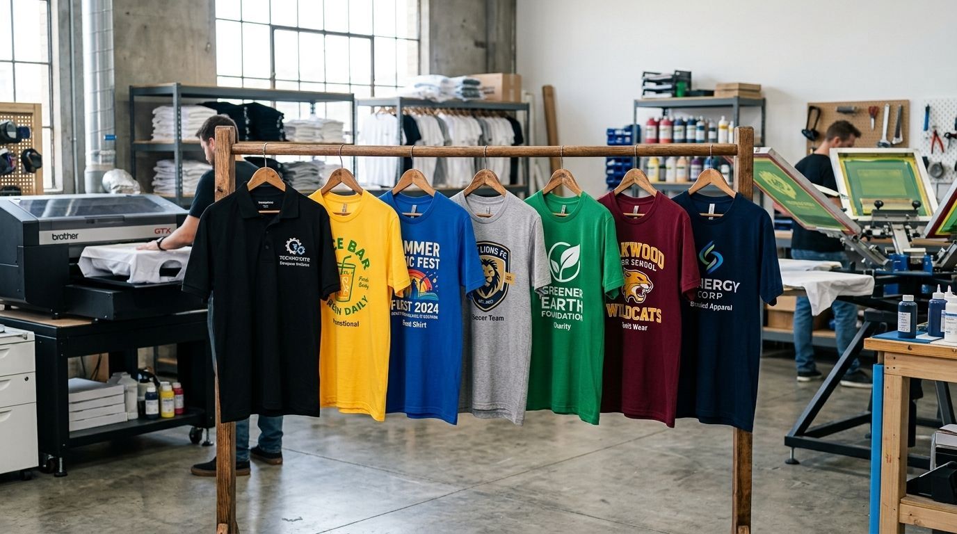 Bulk t shirt printing for corporate uniforms, schools, sports teams, and promotional events