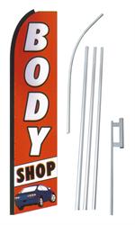 Body Shop Red Swooper/Feather Flag + Pole + Ground Spike