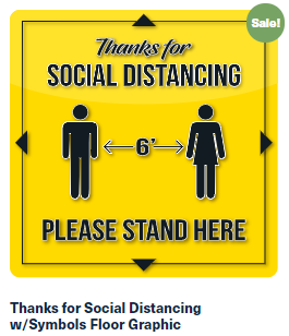 Thanks for Social Distancing w/Symbols Floor Graphic